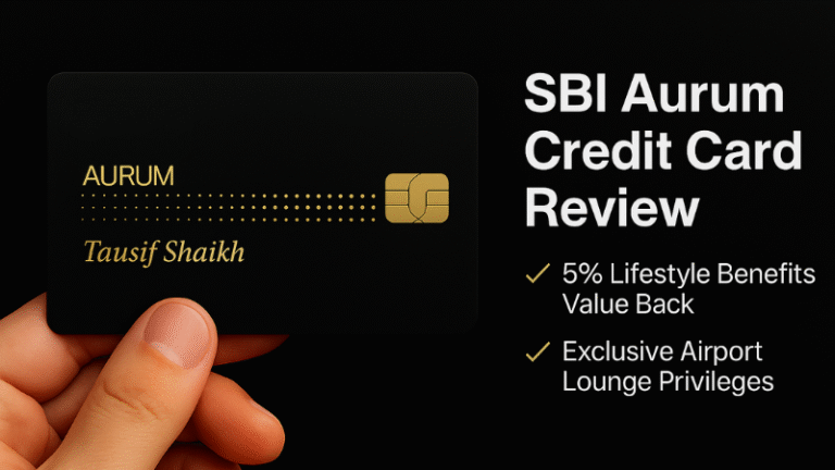 SBI Aurum Credit Card Review showing premium benefits, milestone rewards, and lounge access highlights.